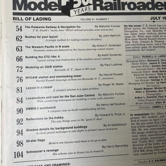 Model Railroader Magazine Back Issue u July 1984 Vol 51 No 7 Paskenta Ry Navigat - Picture 5 of 9